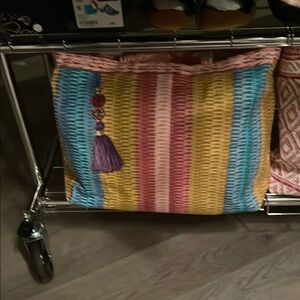 NWOT Estée Lauder Colorful Striped Woven Tote Bag